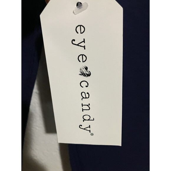 EYE CANDY Womens Navy Blue Hoodie 1/4 Button Up Size S Small - Picture 6 of 7